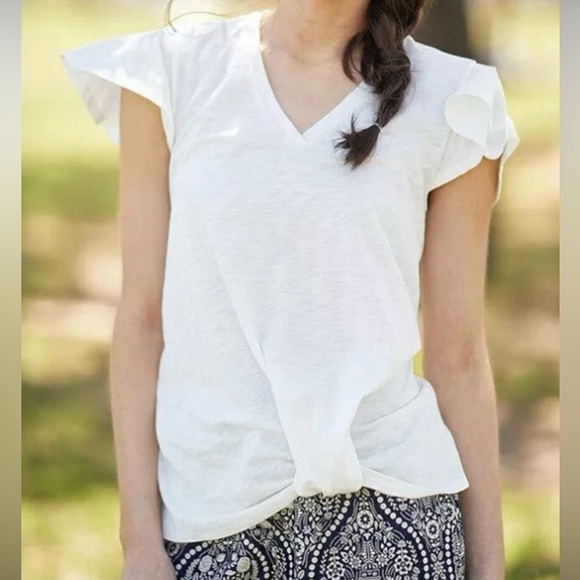 Matilda Jane Tops - Matilda Jane Joanna Gaines Pure Country Tee Top Size S Flutter Cap Sleeve White